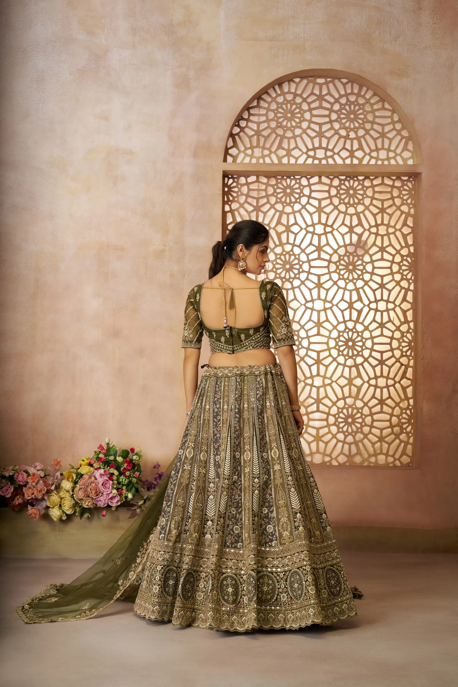 Kf 04 Mehendi Soft Net Gorgeous Bridal Lehenga Wholesale Suppliers In Mumbai